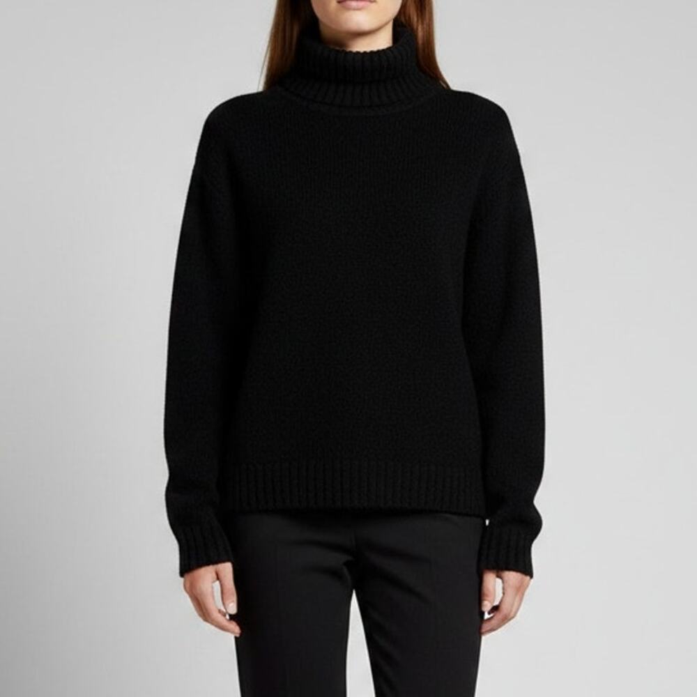 Vintage Classic Rainbow Ridge Womens L Black Turtleneck Knit Sweater Pullover